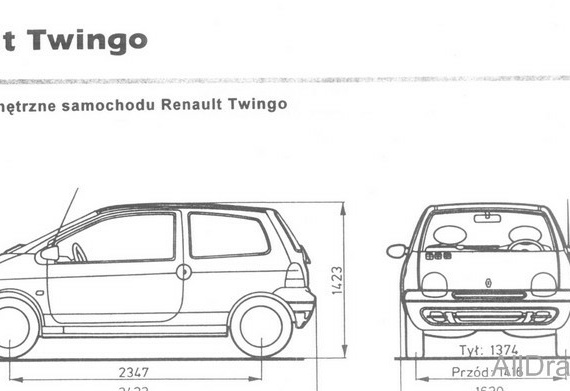 Renault Twingo (1992) (Рено Твинго (1992)) - чертежи (рисунки) автомобиля